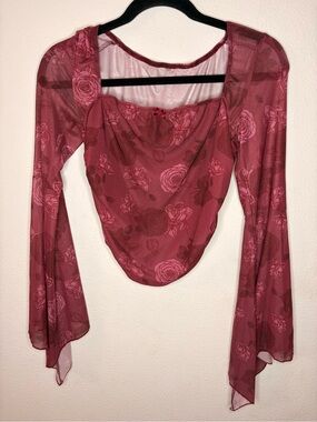 2 for 1- ROMWE Rose Floral Sheer Drape Top & Ana Top-122